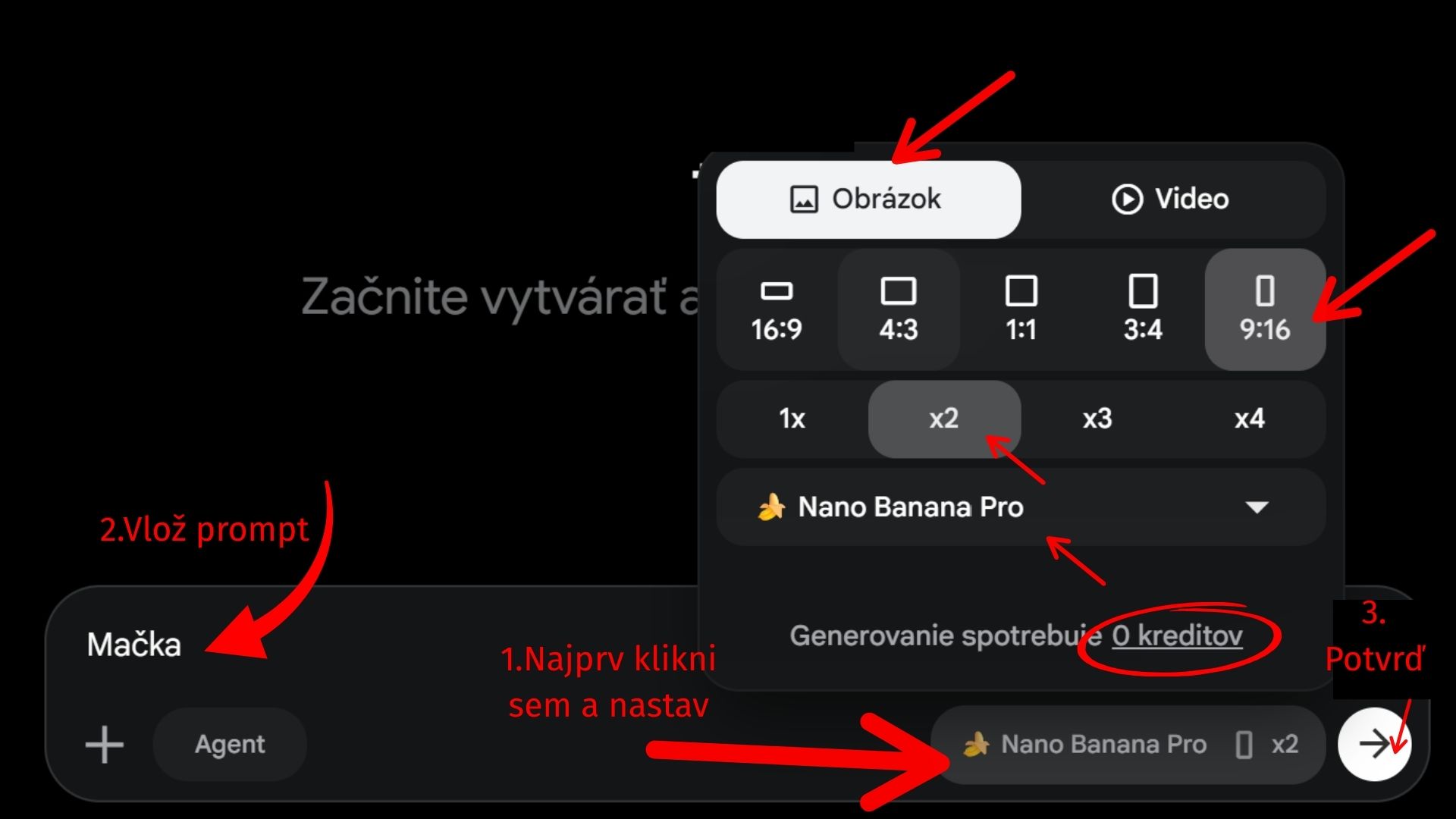 Prompt box vo Flow so zadaním „mačka“ a šípkou na spustenie generovania