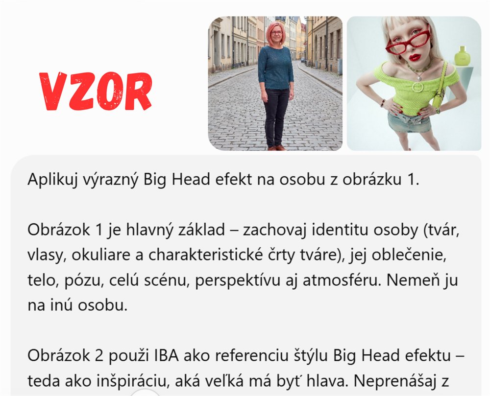 Vzor správneho rozloženia obrázkov pre Big Head efekt