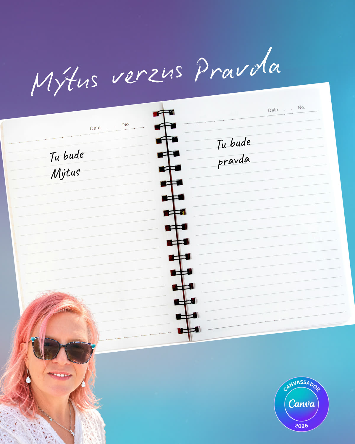 Prispôsobená šablóna so zástupnými textami Tu bude Mýtus a Tu bude pravda